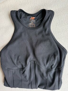 New Balance Black Ribbed High-Neck Sports Bra